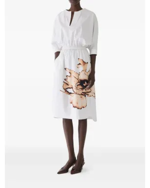 Jason Wu Collection 花柄プリント エラスティックウエスト ミディドレス - ホワイト - サムネイル2
