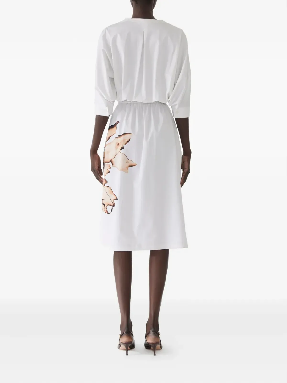 Jason Wu Collection 花柄プリント エラスティックウエスト ミディドレス - ホワイト - 画像3