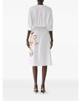Jason Wu Collection 花柄プリント エラスティックウエスト ミディドレス - ホワイト - サムネイル3