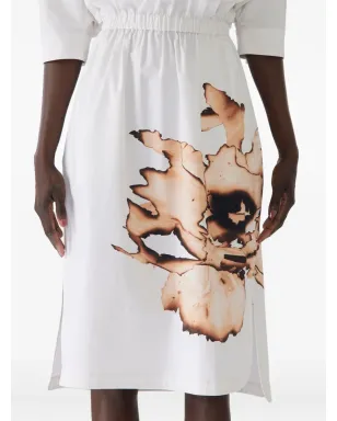 Jason Wu Collection 花柄プリント エラスティックウエスト ミディドレス - ホワイト - サムネイル4