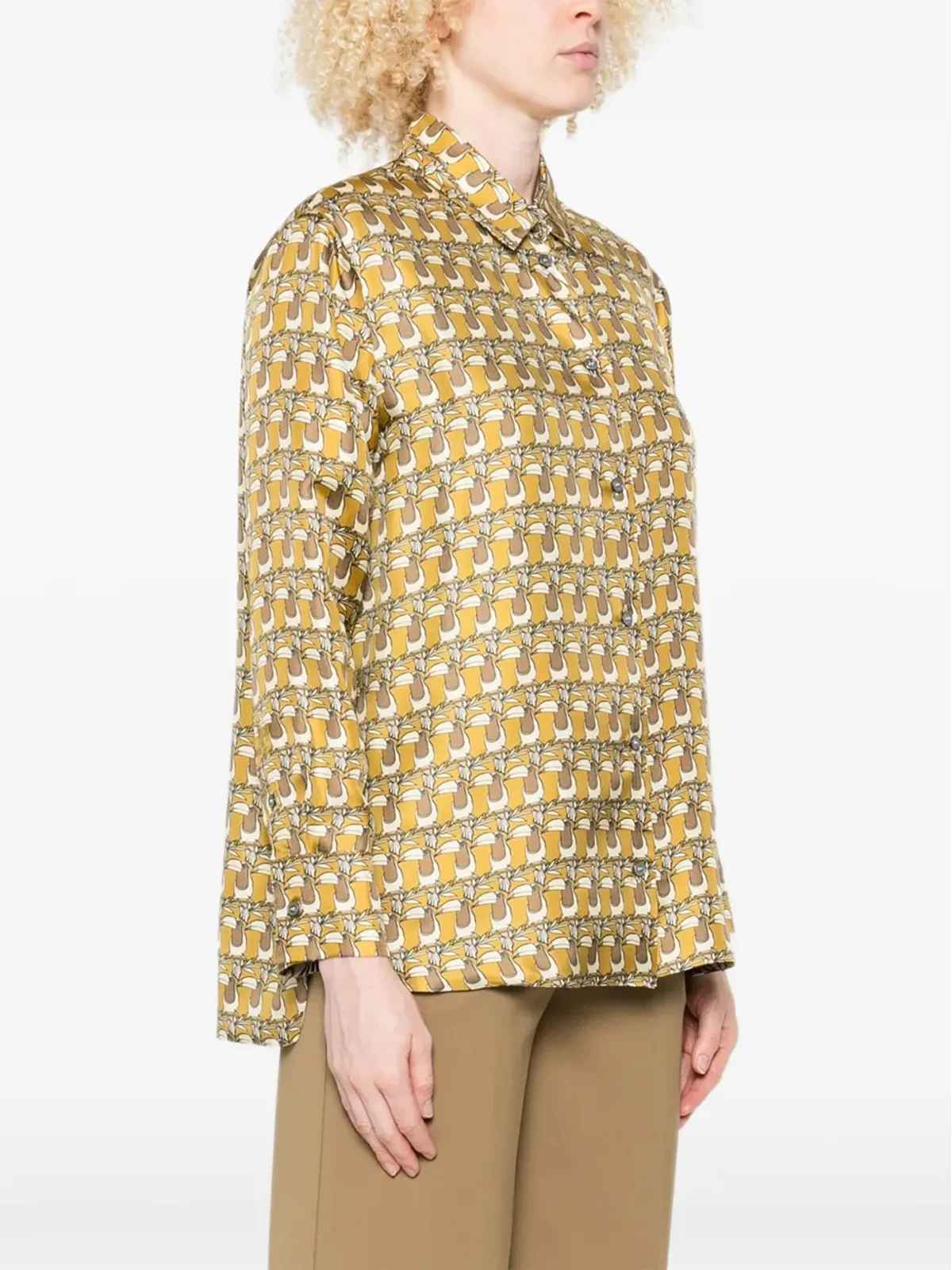 Max Mara プリントボタンダウンシルクシャツ - イエロー - 画像3