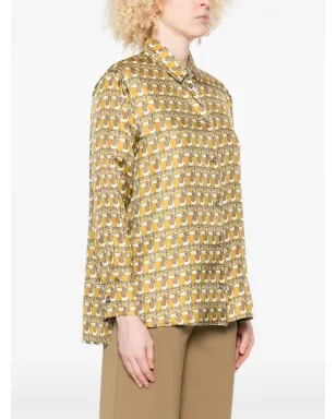 Max Mara プリントボタンダウンシルクシャツ - イエロー - サムネイル3