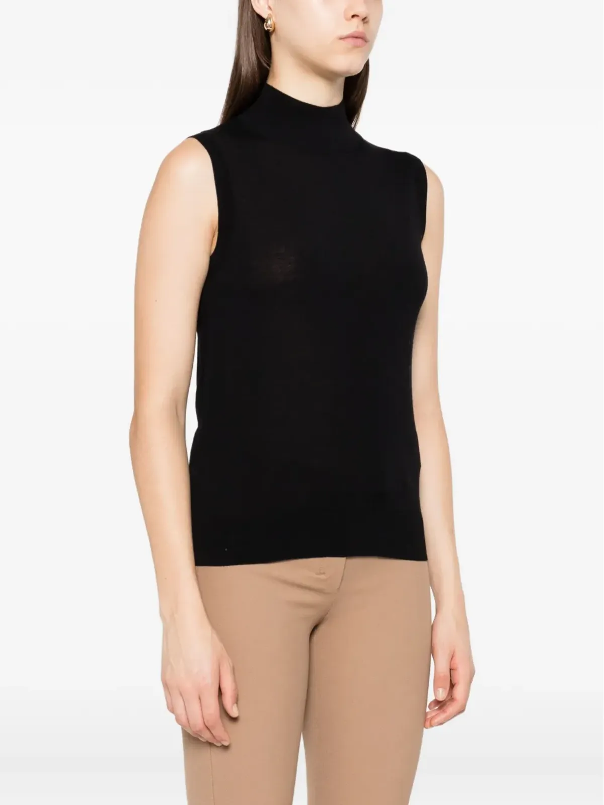 S Max Mara ハイネック・ノースリーブトップ（ブラック） - 画像3