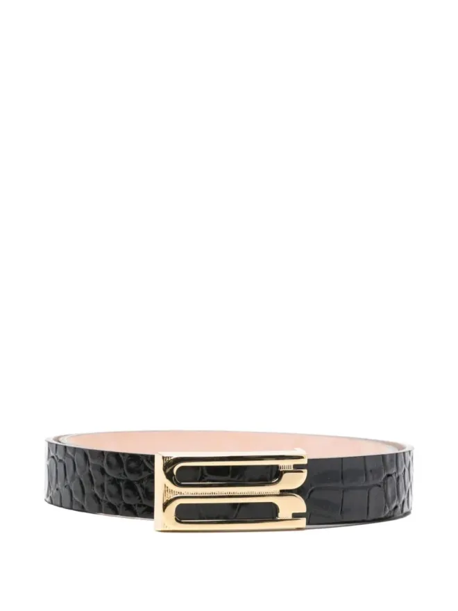 Victoria Beckham Victoria Beckham クロコ型押しレザーベルト ブラックの商品画像