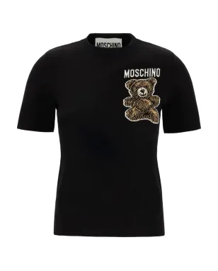 Moschino テディベア刺繍 Tシャツ ブラック - サムネイル1