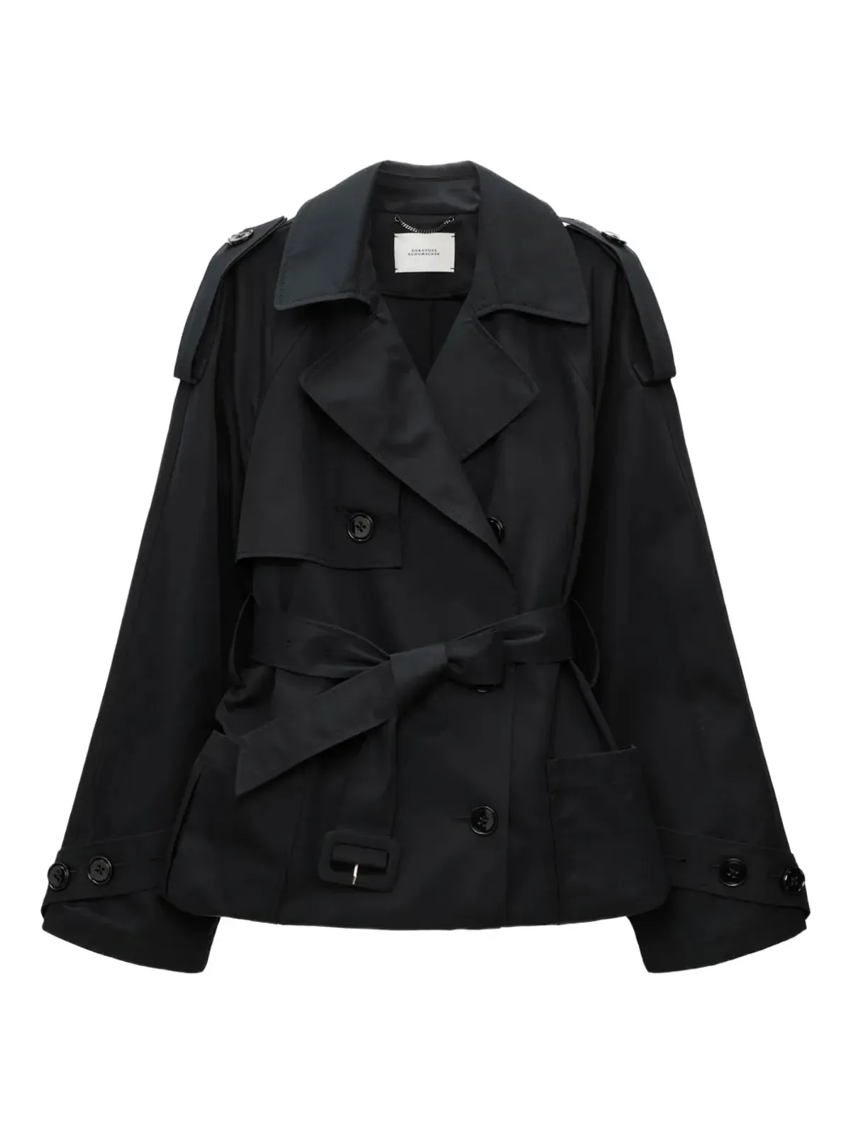 Dorothee Schumacher ベルテッド ダブルブレスト トレンチコート ブラック - 画像1