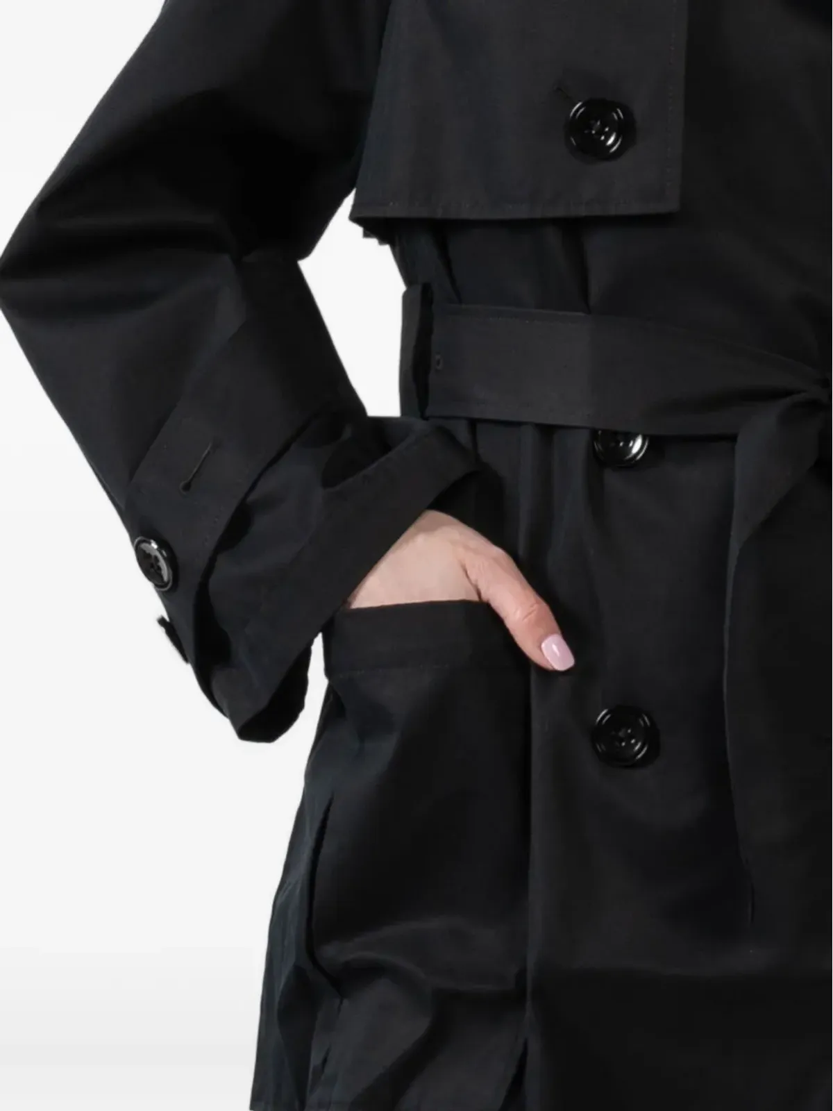 Dorothee Schumacher ベルテッド ダブルブレスト トレンチコート ブラック - 画像5