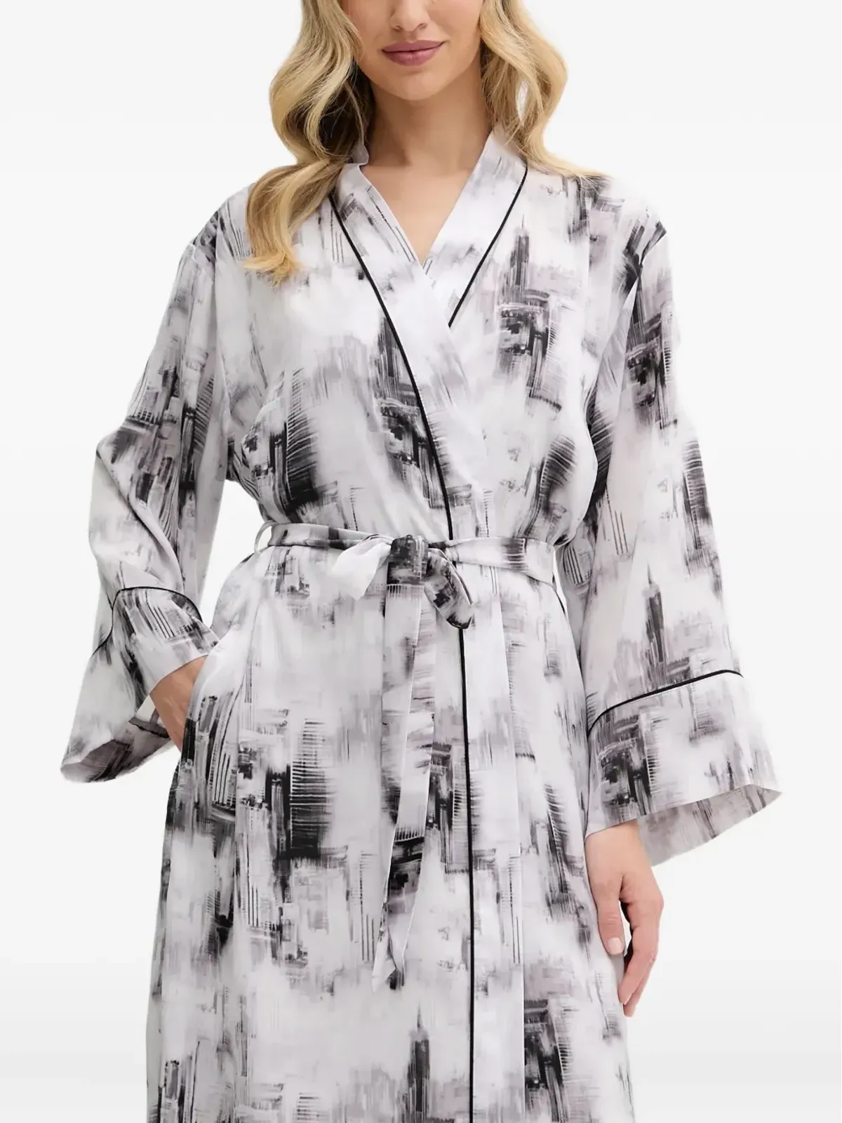 DKNY アブストラクトプリント ベルト付きローブ - 画像3