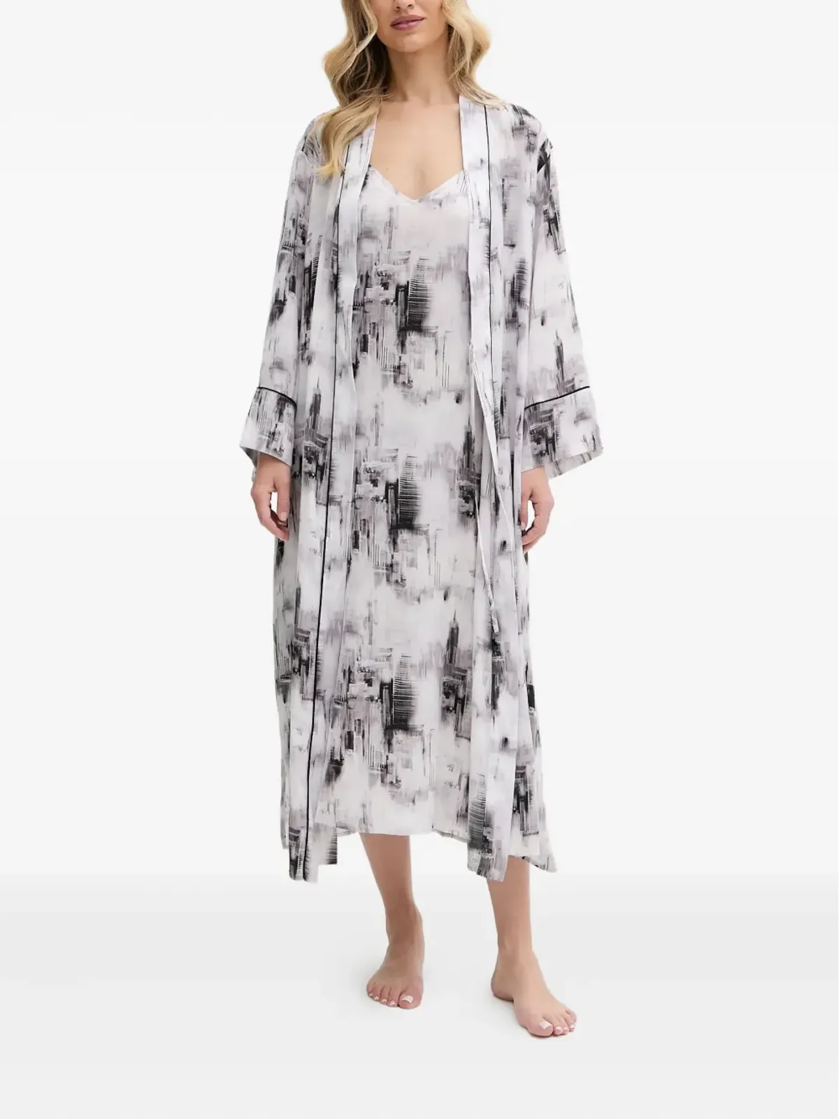DKNY アブストラクトプリント ベルト付きローブ - 画像4