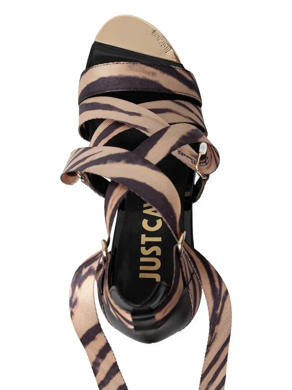Just Cavalli ゼブラ柄リボンタイサンダル - ネチュラル - 画像2