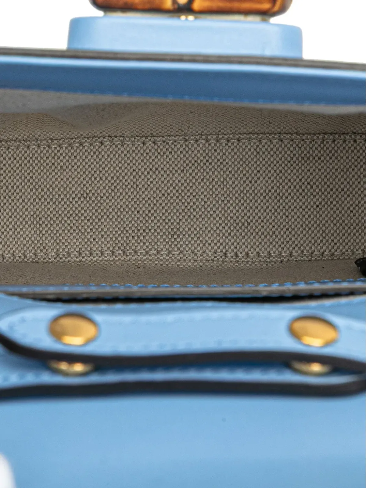Gucci ビンテージ ミニ カーフスキン バンブー トップハンドル バッグ サッチェル ブルー - 画像5