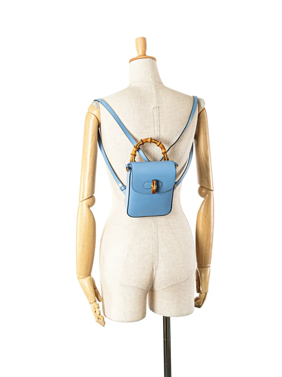 Gucci ビンテージ ミニ カーフスキン バンブー トップハンドル バッグ サッチェル ブルー - 画像2