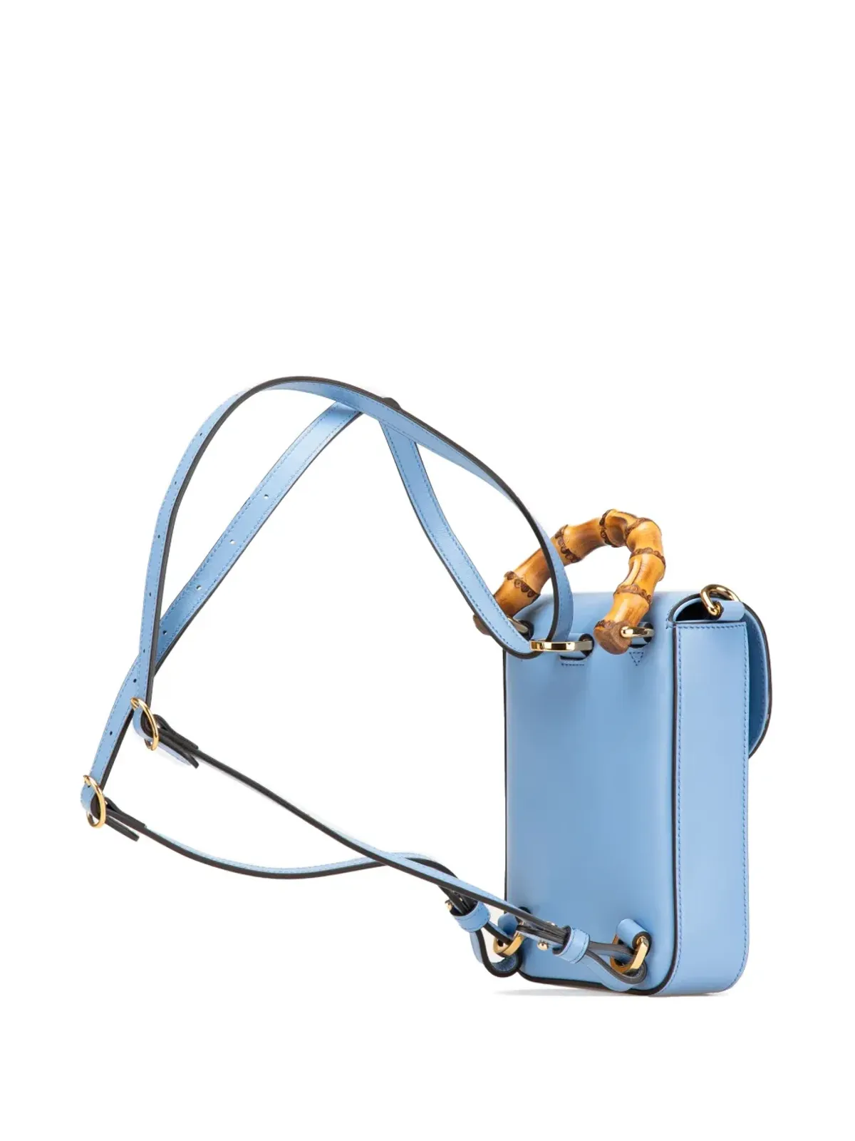 Gucci ビンテージ ミニ カーフスキン バンブー トップハンドル バッグ サッチェル ブルー - 画像3