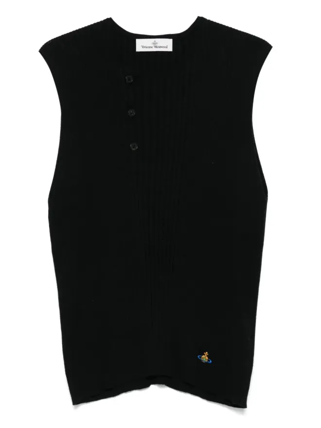 Vivienne Westwood Vivienne Westwood テーガン リブ編み ボタン留めベスト - ブラックの商品画像