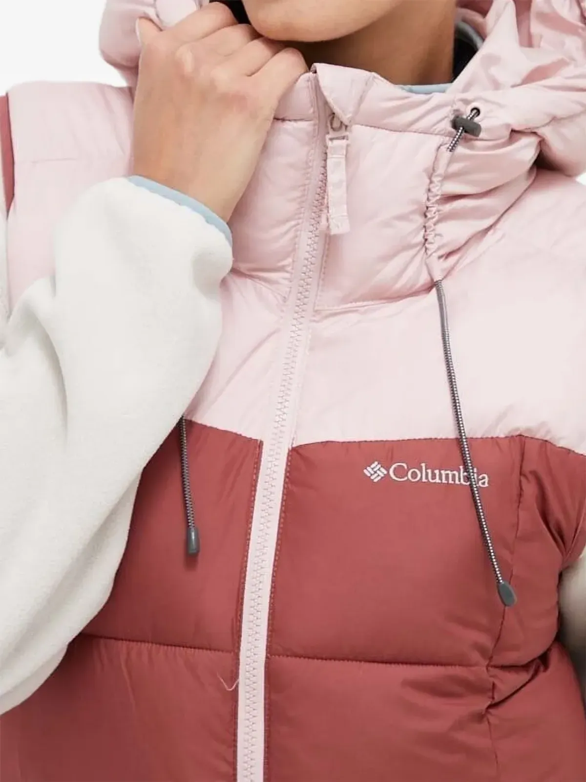 Columbia フード付きキルティングベスト ピンク - 画像3