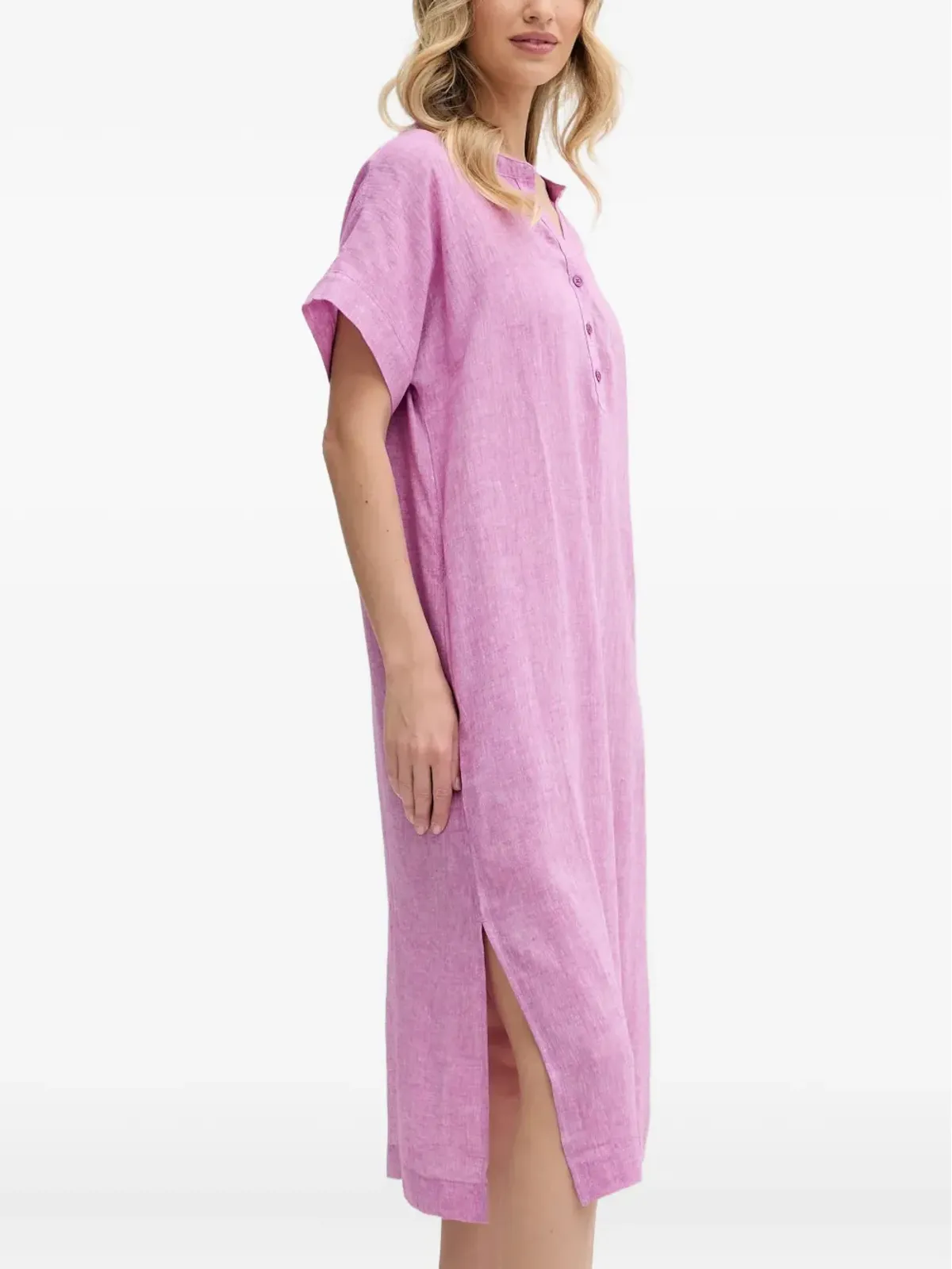 DKNY ボタンフロント半袖ナイトドレス - 画像3