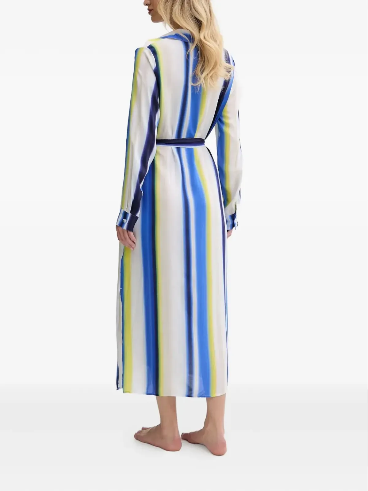 DKNY ストライプ柄ベルト付きシャツナイトドレス - 画像2