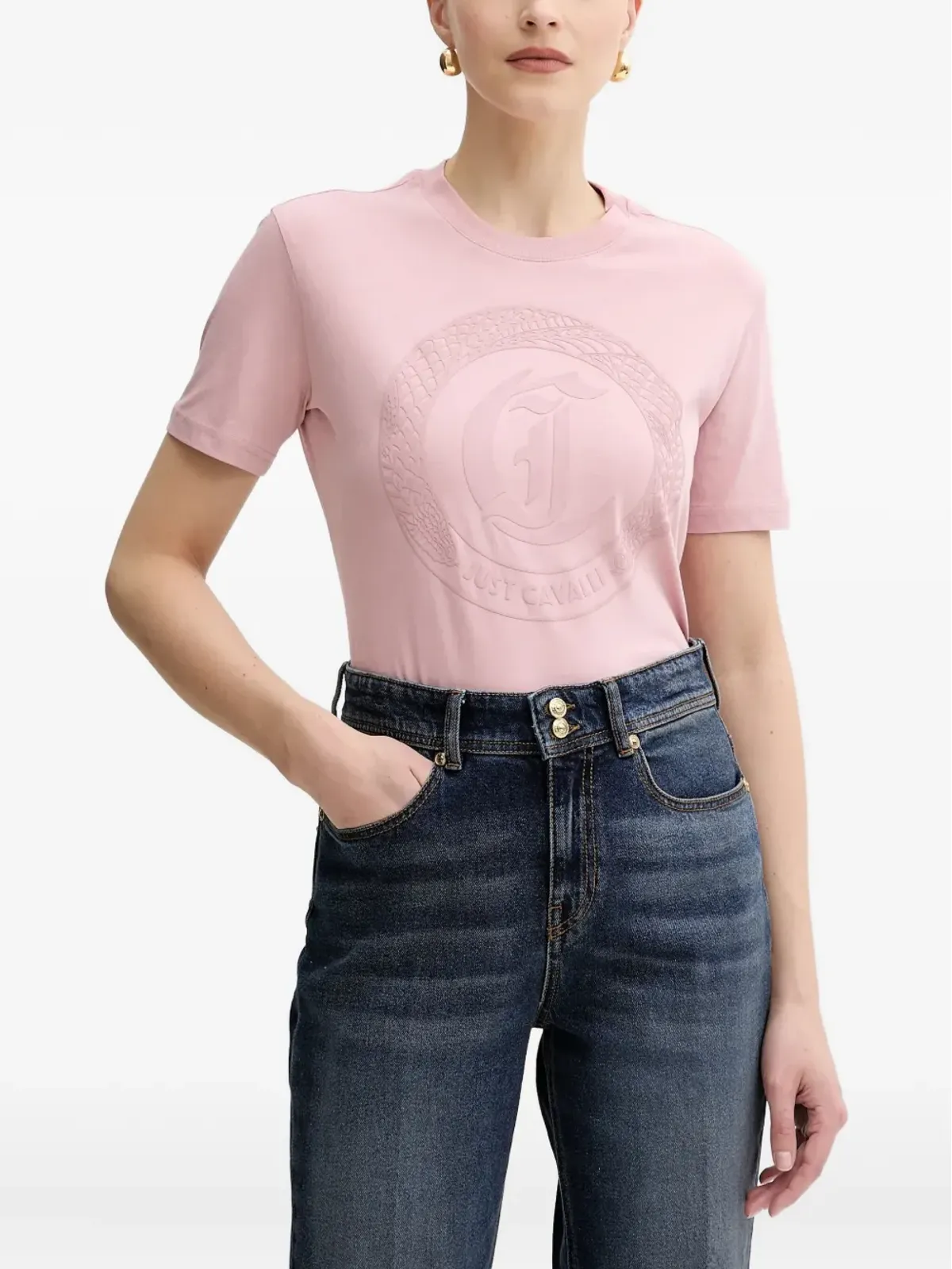 Just Cavalli クルーネック エンボスロゴ Tシャツ - 画像1