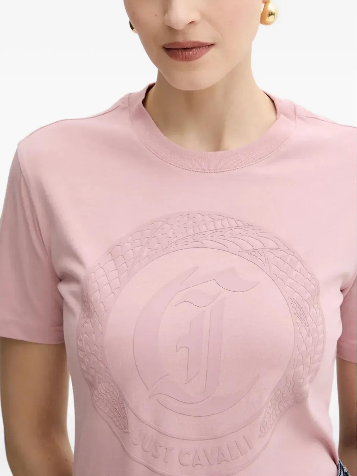 Just Cavalli クルーネック エンボスロゴ Tシャツ - 画像3