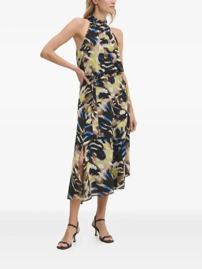DKNY DKNY ハイネック アブストラクトプリント ドレス ブラックの商品画像