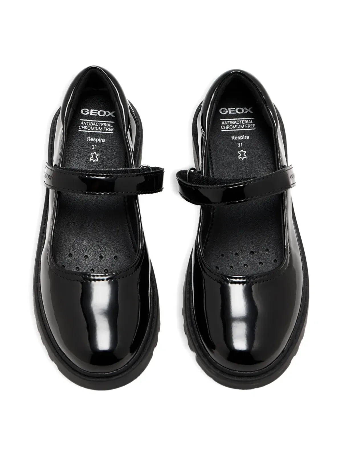 Geox Kids leather round-toe ballerinas - Black - 画像3