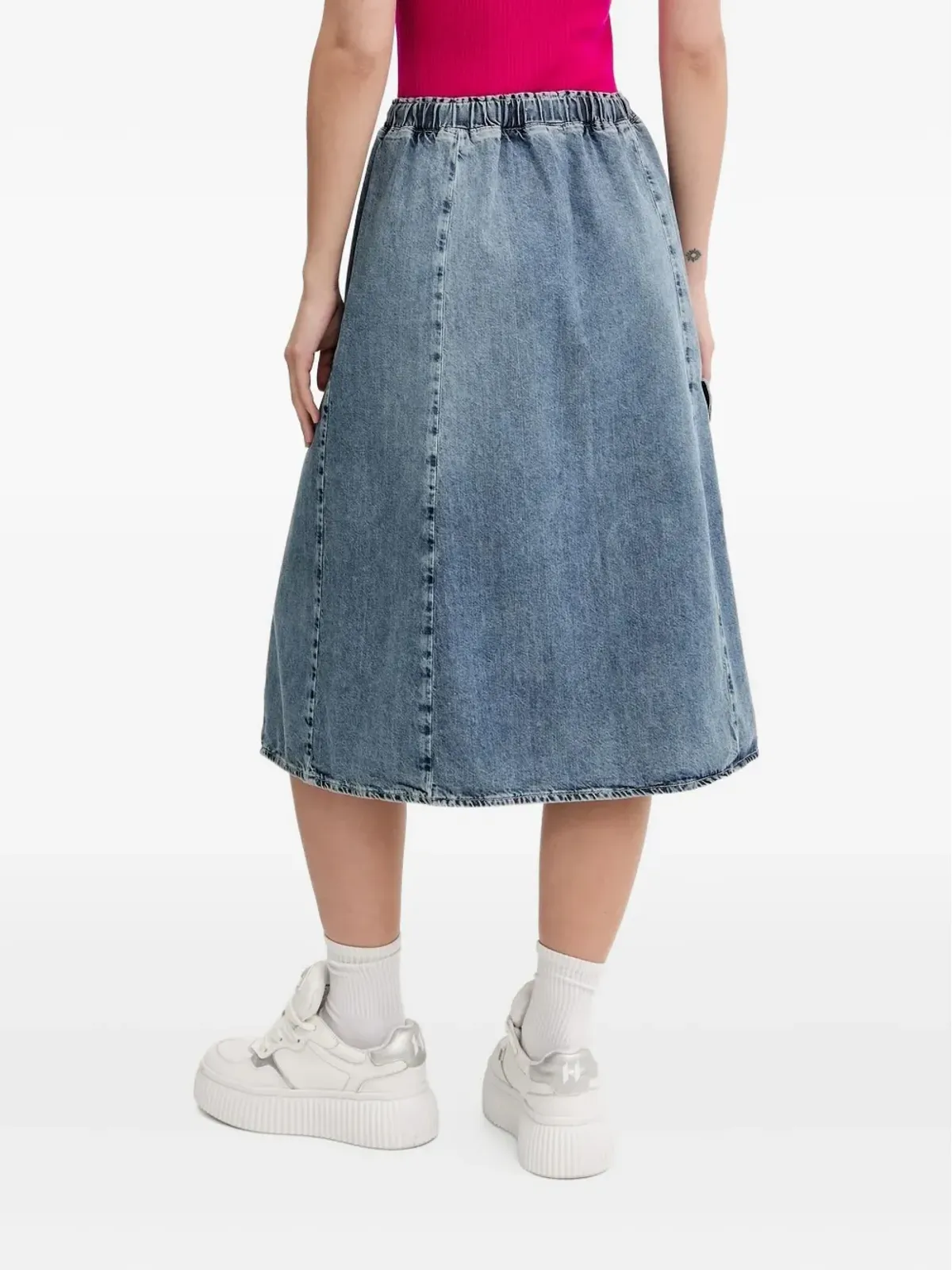 MOSCHINO JEANS ドローストリングポケット付きデニムミディスカート - 画像2