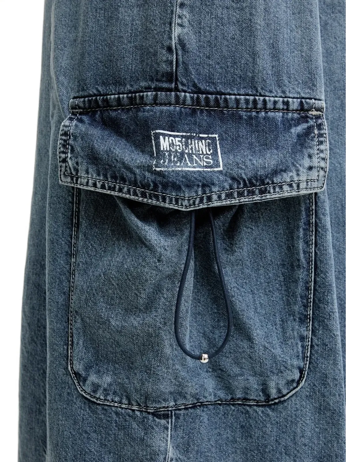 MOSCHINO JEANS ドローストリングポケット付きデニムミディスカート - 画像4