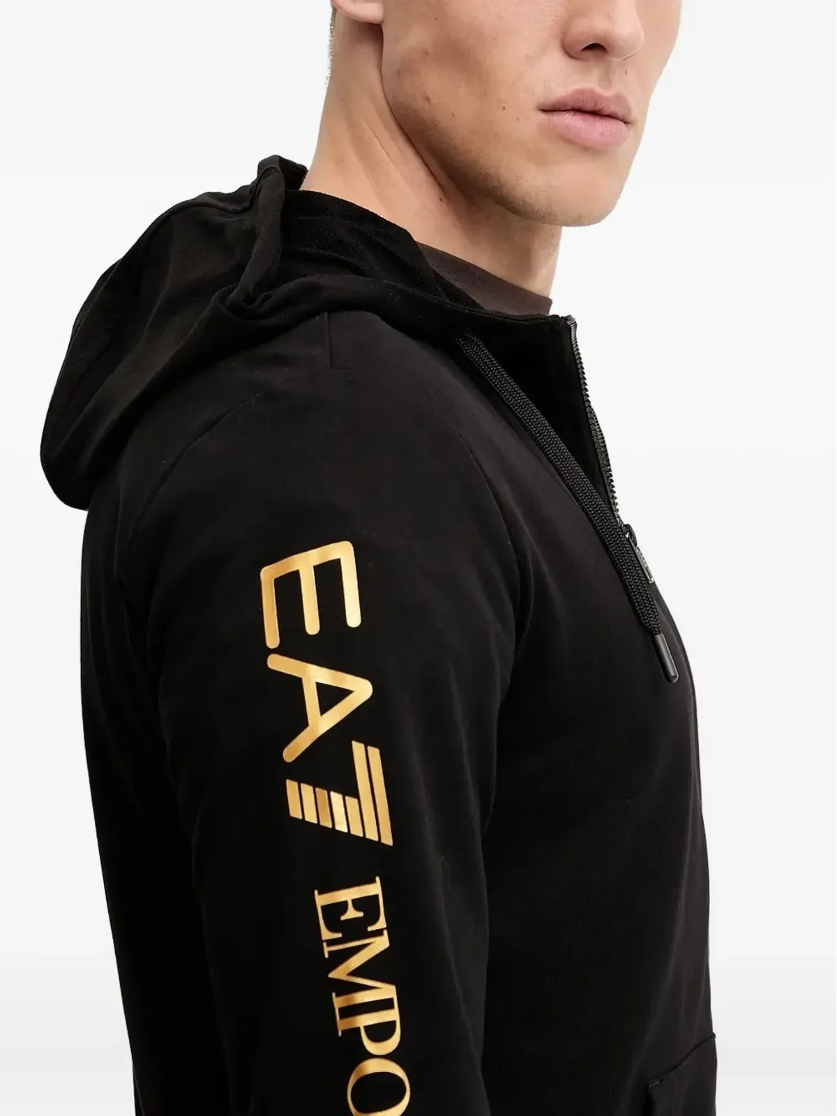 Ea7 Emporio Armani ロゴディテールジップアップフーディー - 画像3
