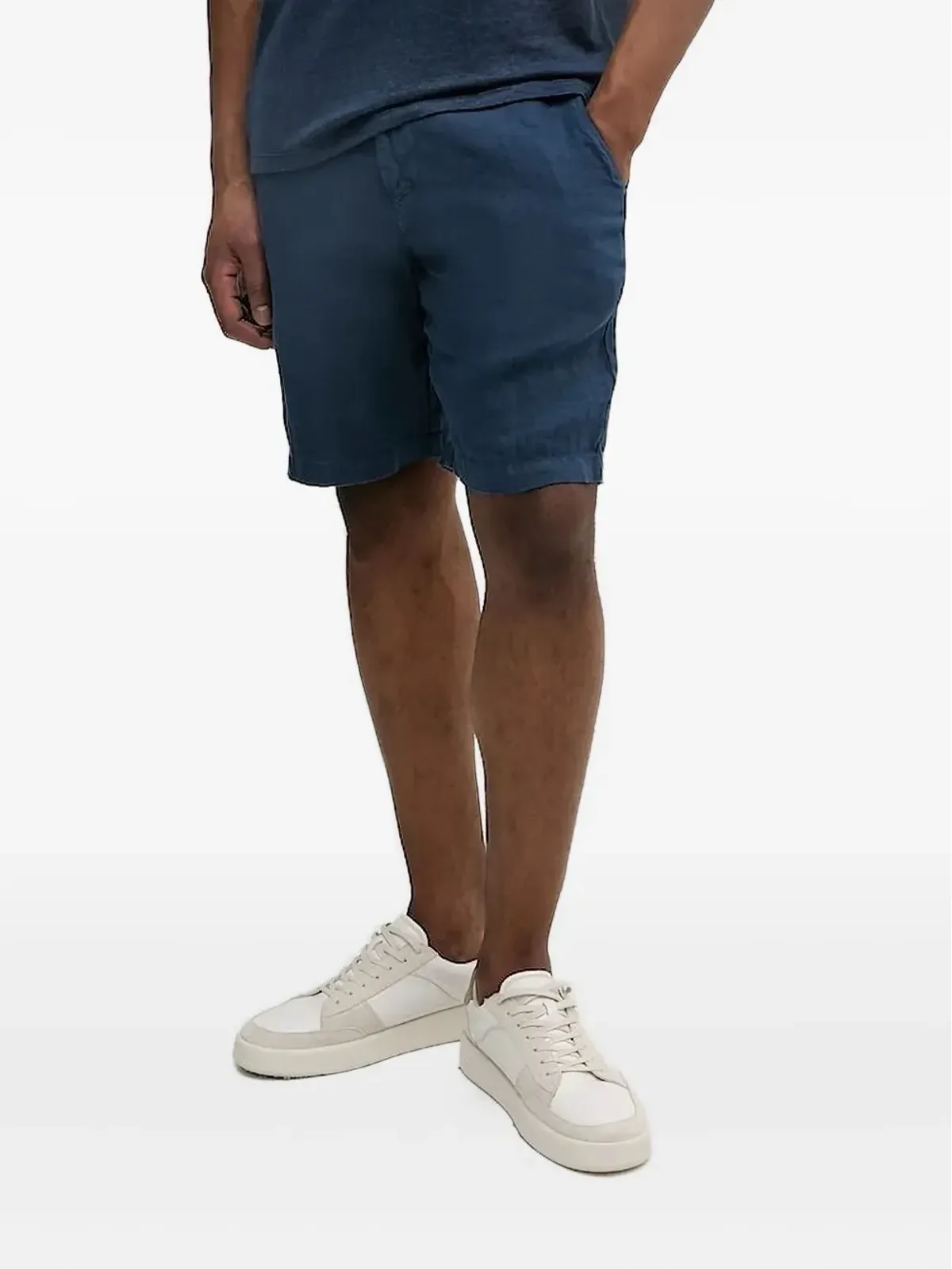 MC2 Saint Barth ウエストゴム入りリネンショーツ ブルー - 画像1