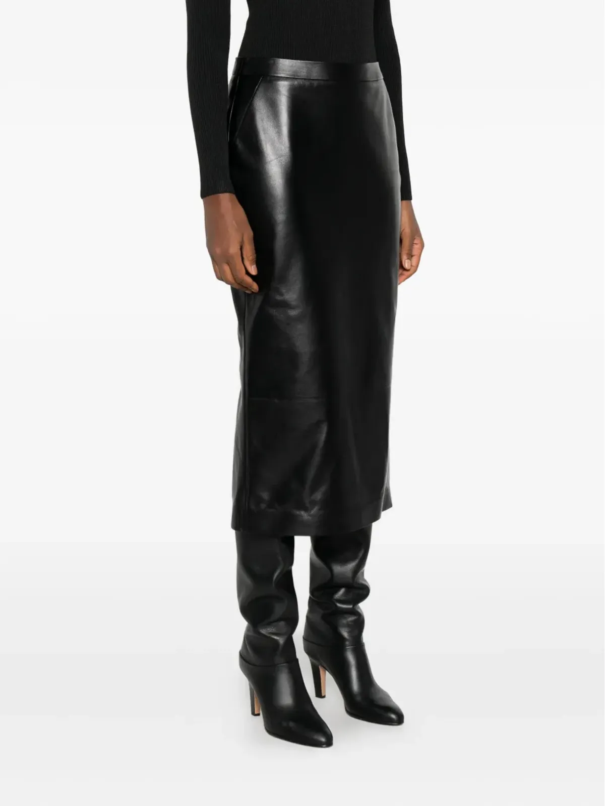 Givenchy レザー ペンシルスカート ブラック - 画像3