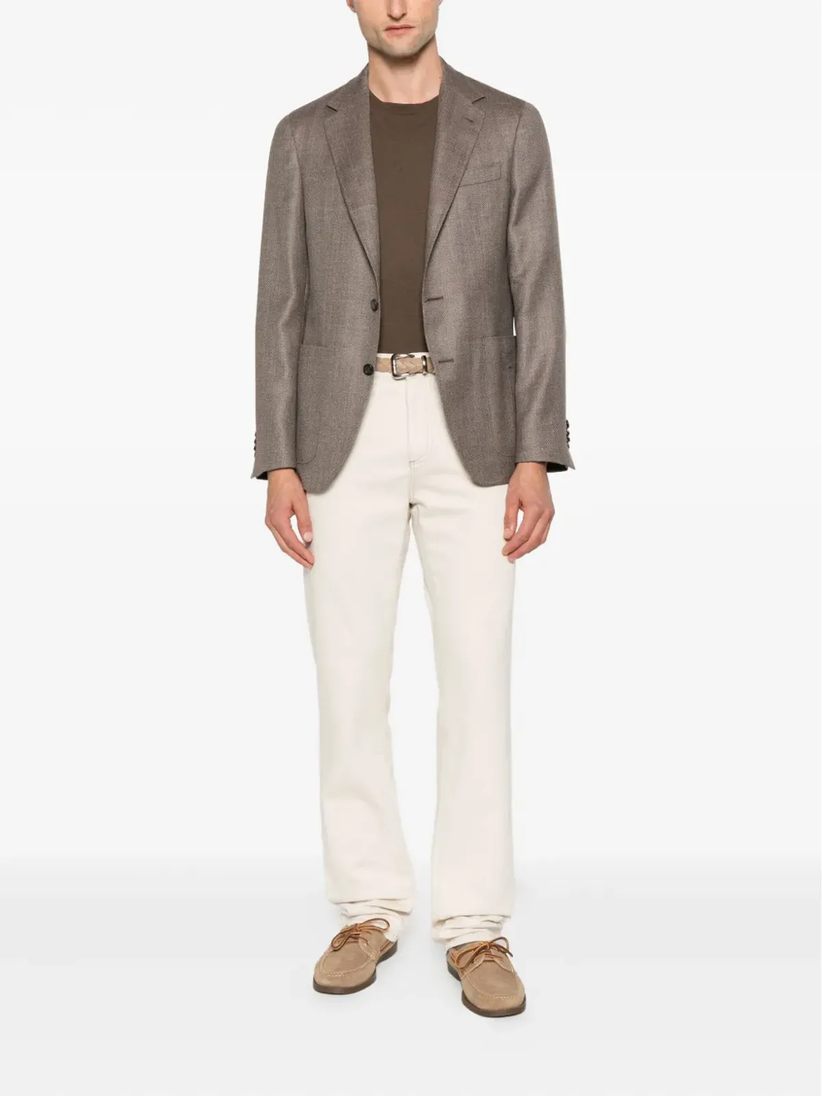 Canali ヘリンボーン パッチポケット ジャケット - 画像2