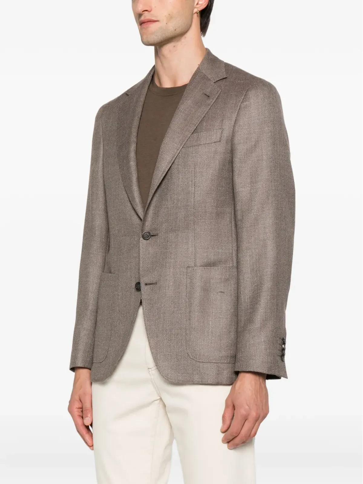 Canali ヘリンボーン パッチポケット ジャケット - 画像3