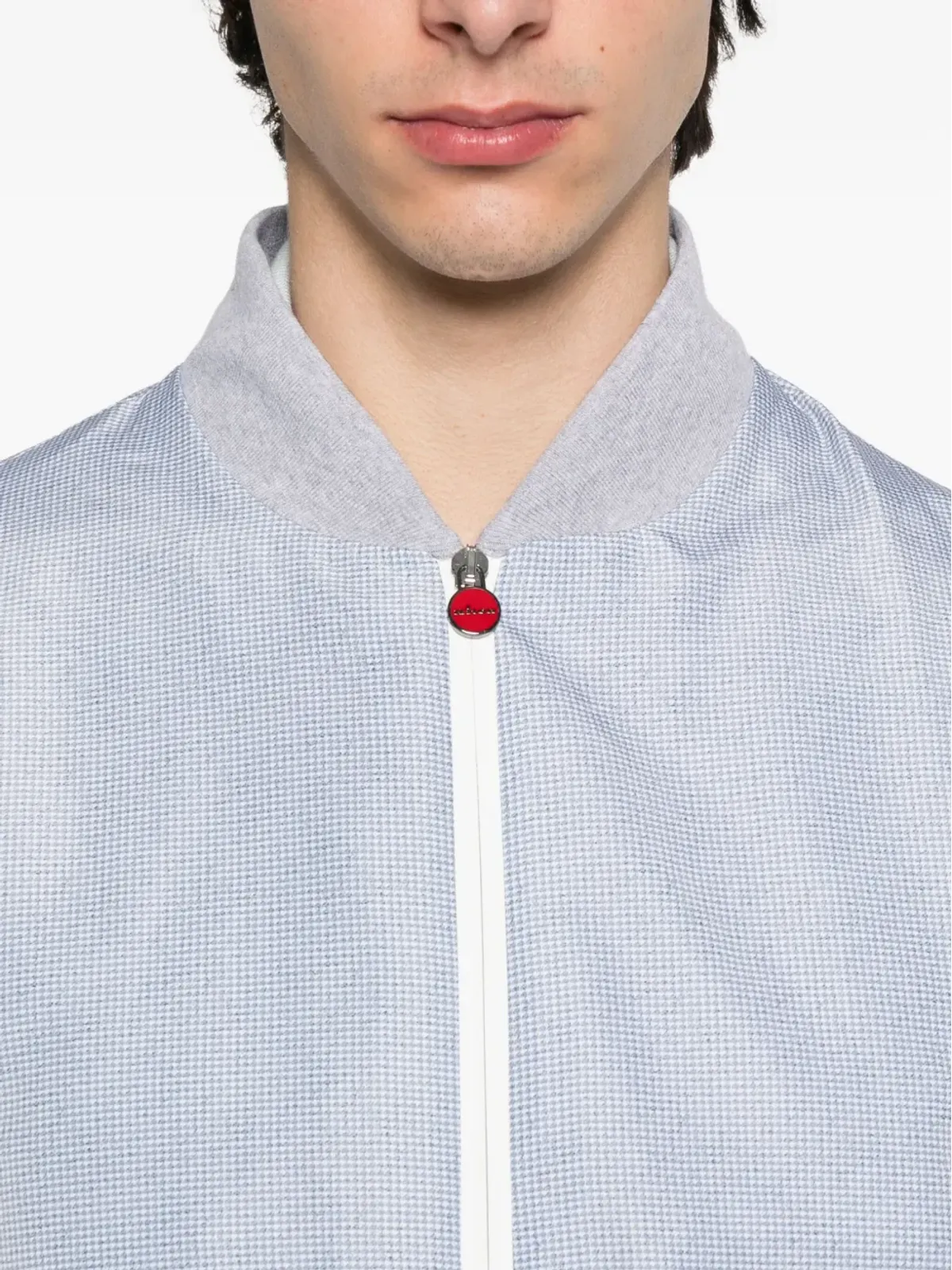 Kiton チェック柄ジップフロントボンバージャケット - 画像5