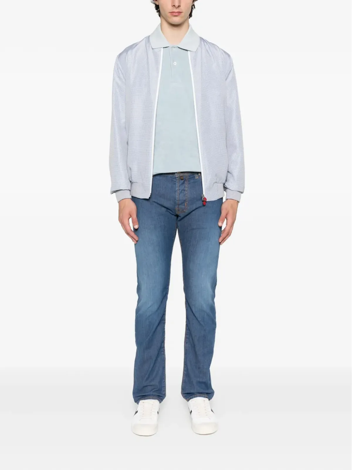 Kiton チェック柄ジップフロントボンバージャケット - 画像2