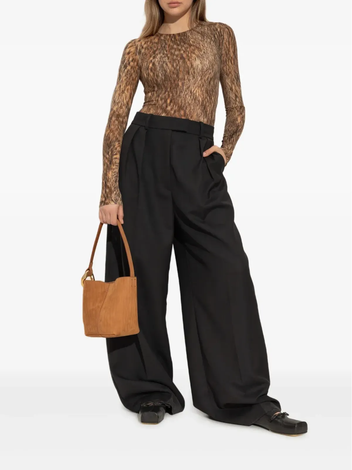 MM6 Maison Margiela animal-print bodysuit - Brown - 画像2