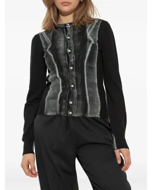 MM6 Maison Margiela ヴァージンウール カーディガン - ブラック - サムネイル3
