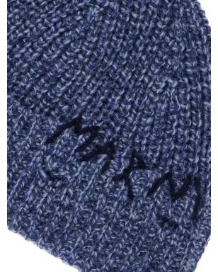Marni embroidered-logo knit beanie - Blue - サムネイル3