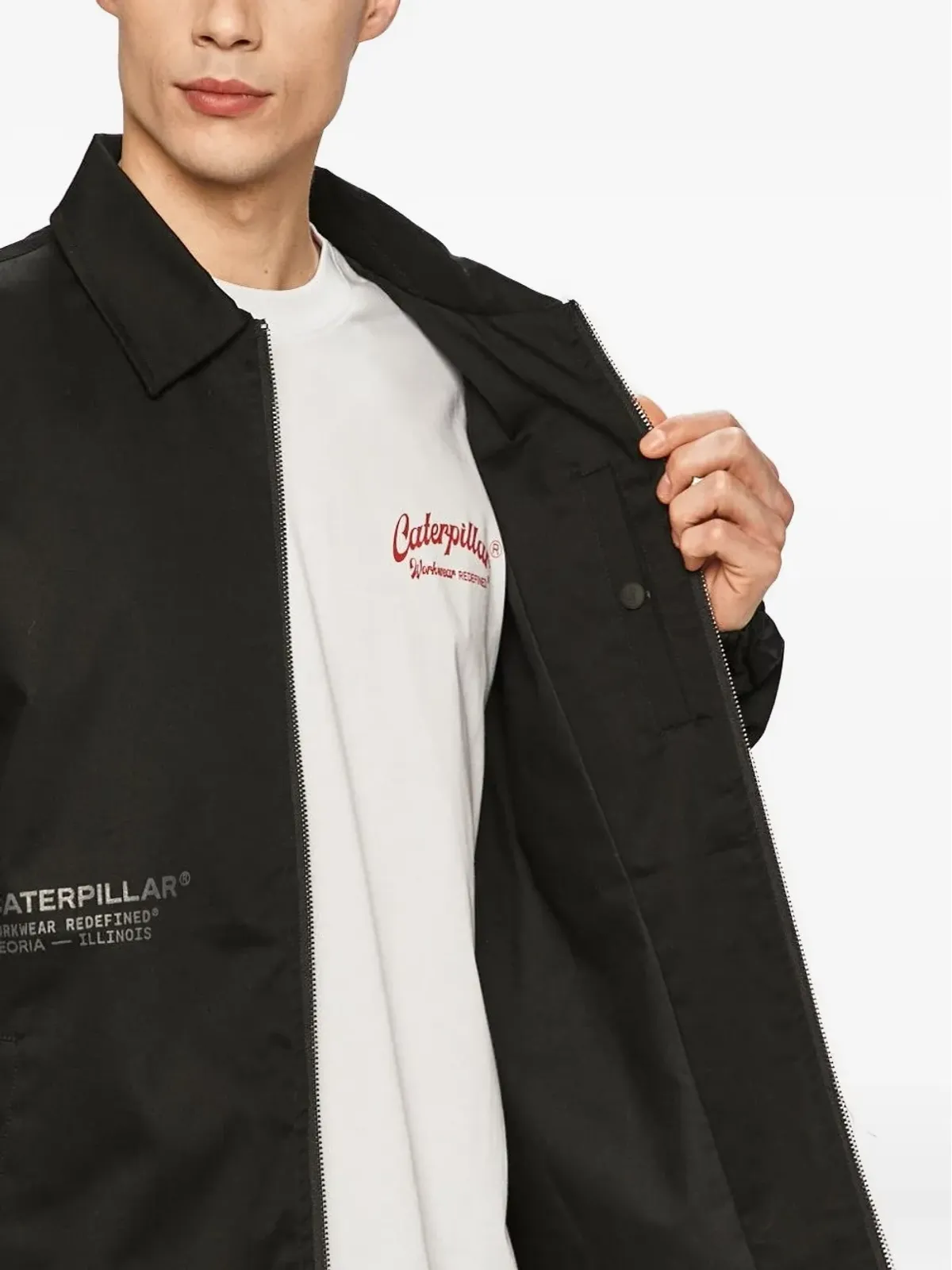 caterpillar エンジニアリングプリント ジップ付き シャツジャケット ブラック - 画像3
