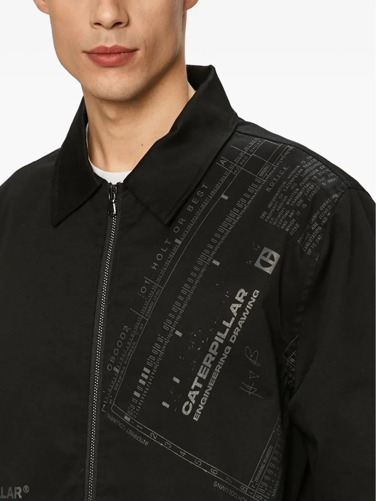caterpillar エンジニアリングプリント ジップ付き シャツジャケット ブラック - 画像4