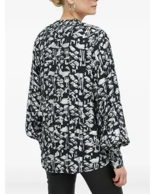 Bruuns Bazaar geometric-print long-sleeved blouse - White - サムネイル2
