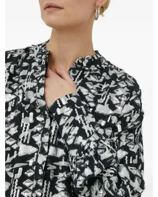 Bruuns Bazaar geometric-print long-sleeved blouse - White - サムネイル3