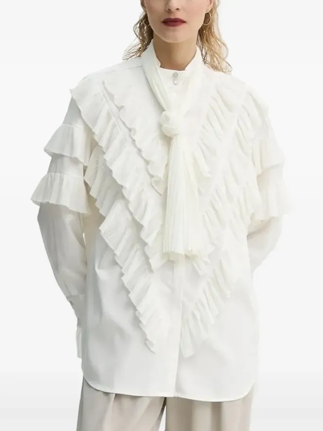 Bruuns Bazaar Bruuns Bazaar Tilja プリーツフリルブラウス - Whiteの商品画像