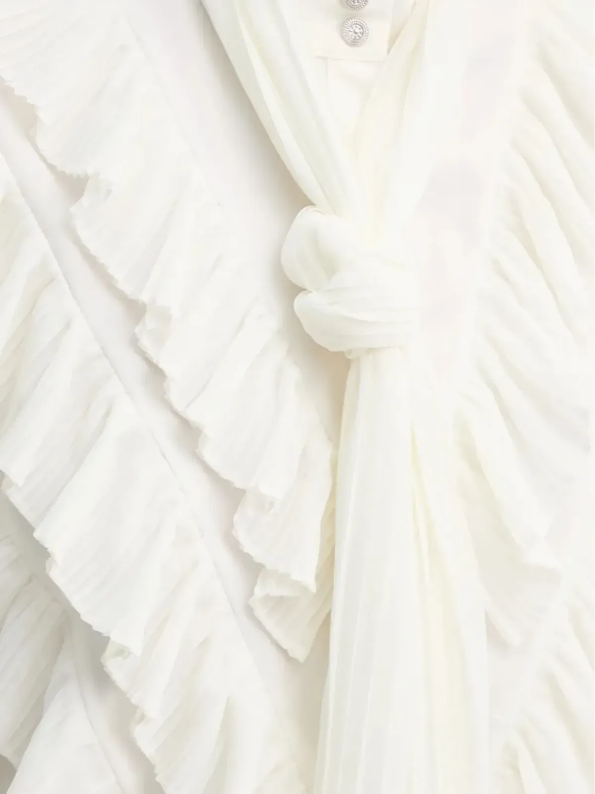 Bruuns Bazaar Tilja プリーツフリルブラウス - White - 画像4