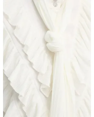 Bruuns Bazaar Tilja プリーツフリルブラウス - White - サムネイル4