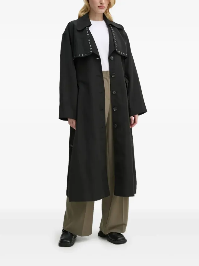 Bruuns Bazaar Bruuns Bazaar アイレット装飾ベルト付きコート（ブラック）の商品画像