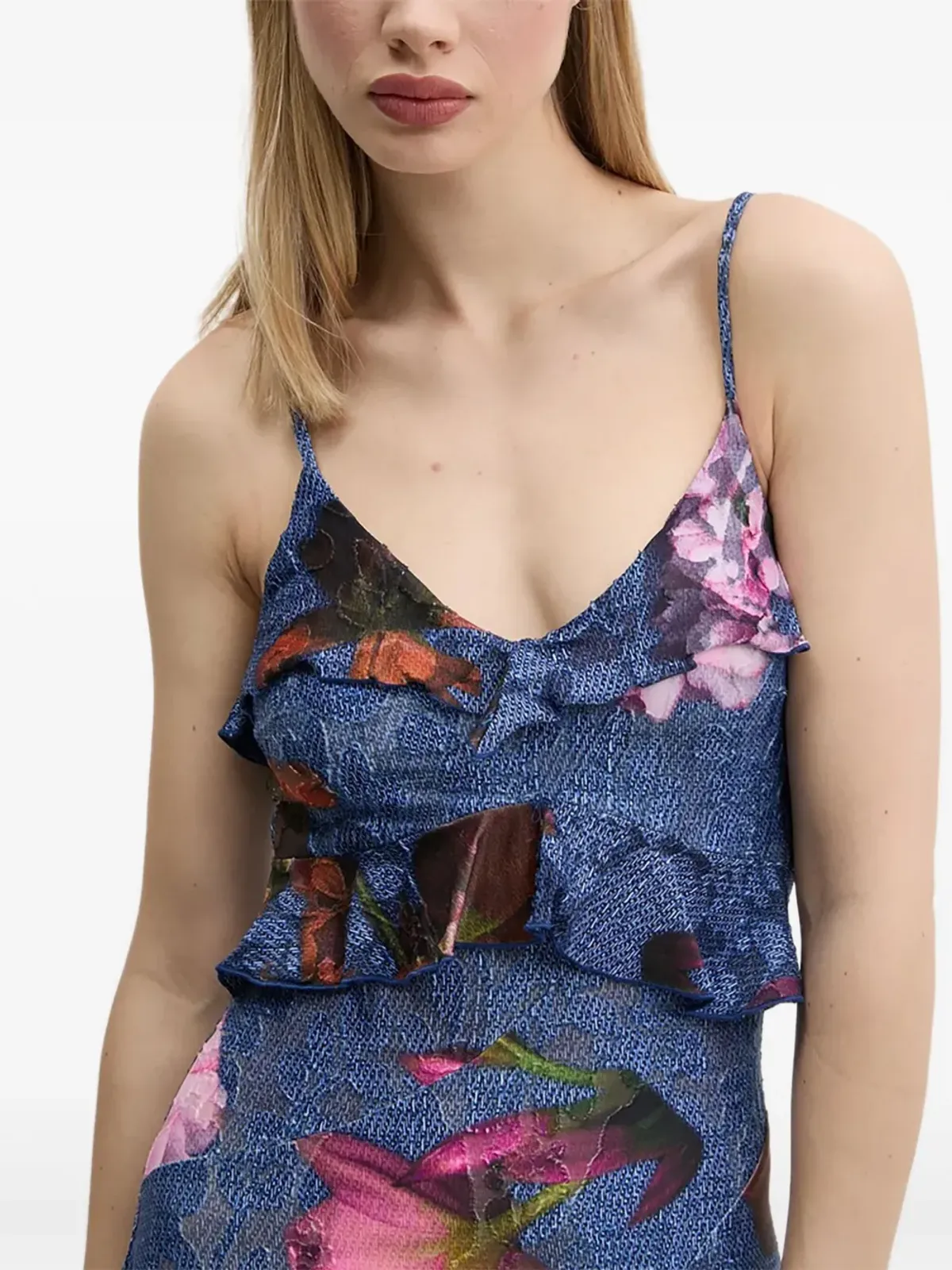 Desigual フリル花柄プリント アシンメトリーヘム ドレス - 画像3
