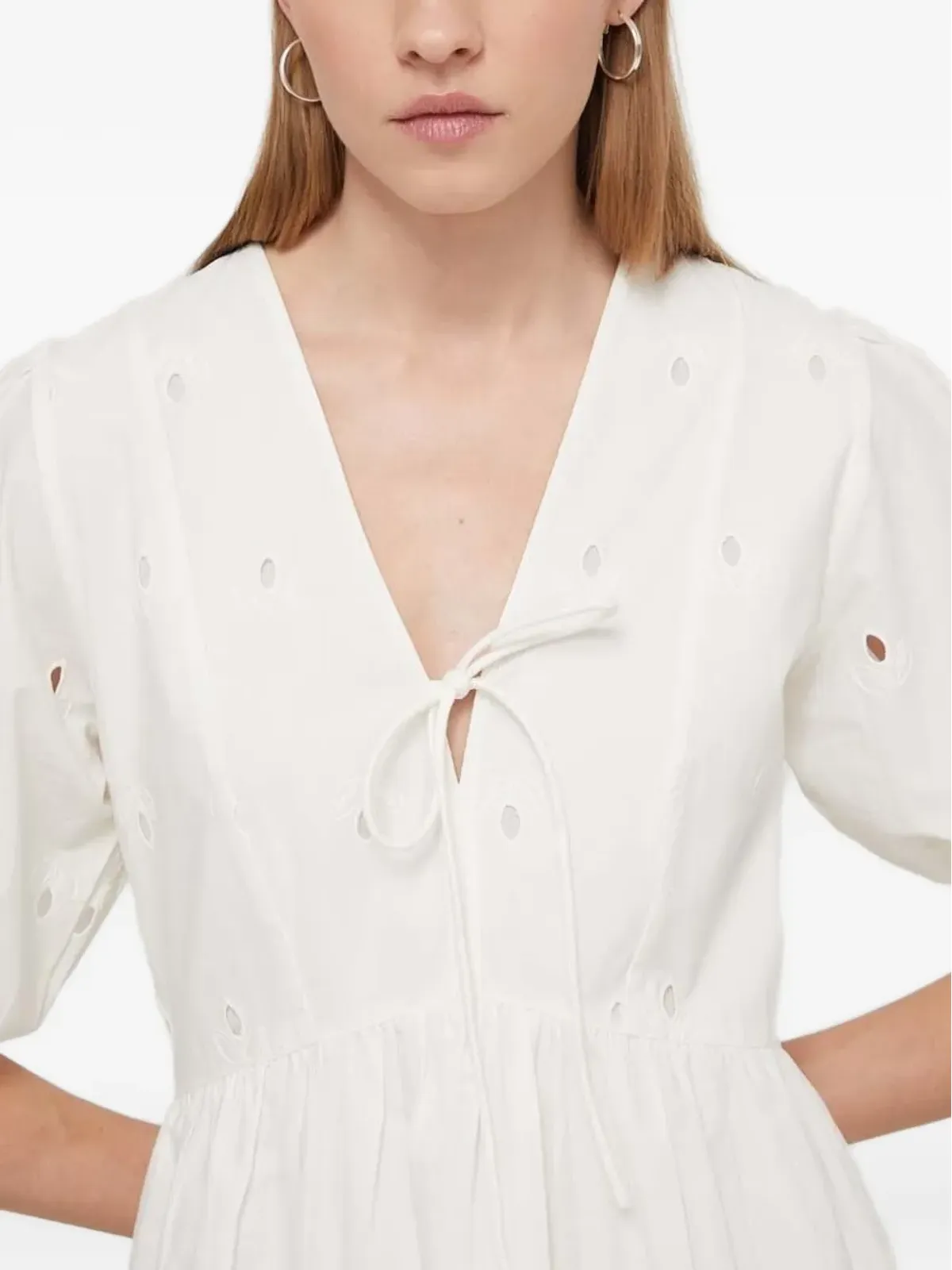 Desigual アイレットパフスリーブ・ミニドレス - White - 画像4