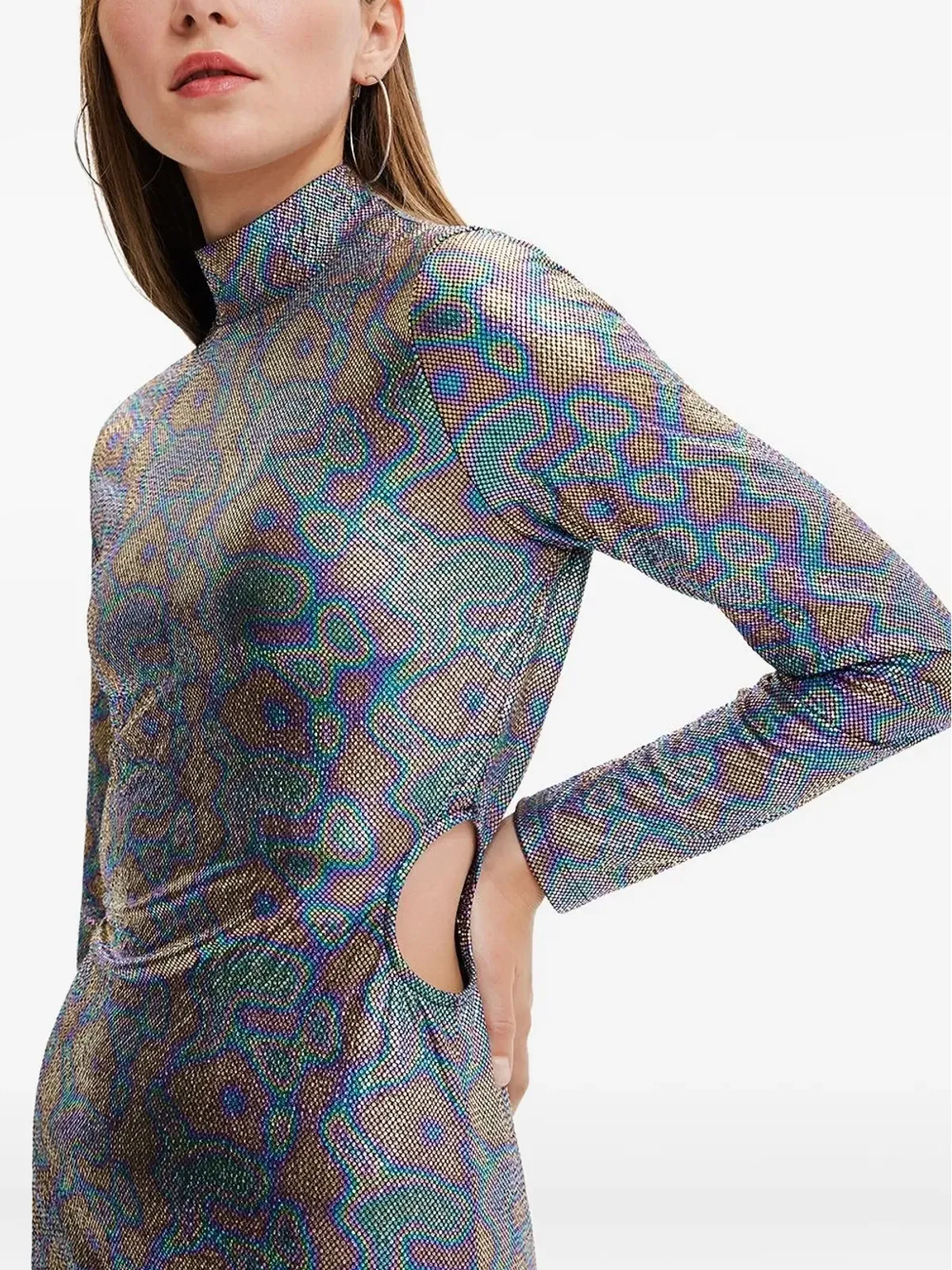 Desigual タートルネック カットアウト ミニ デイドレス - 画像2