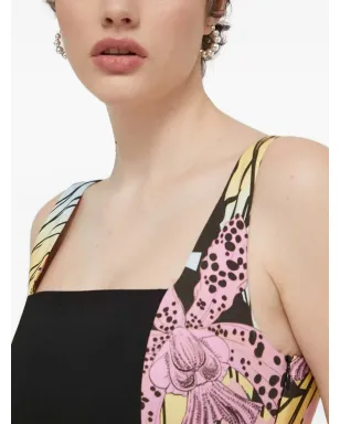Desigual 花柄パネル付きスクエアネックのミニデイドレス ブラック - サムネイル4