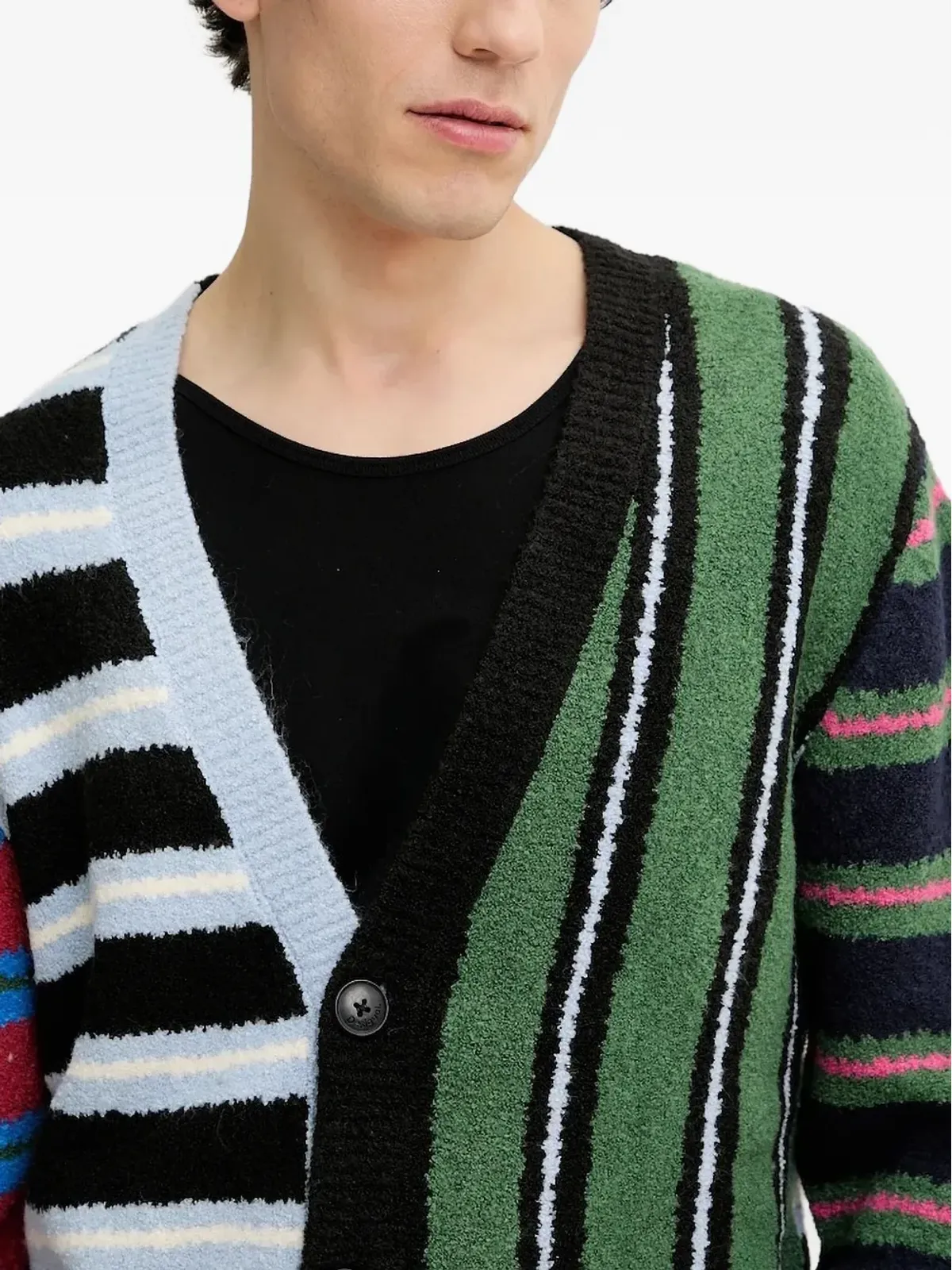 Desigual ストライプパッチワークカーディガン - ブラック - 画像3